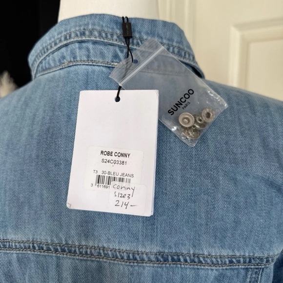 NWT Suncoo Paris Conny Midi Denim Dress 
size T3 or Large - Picture 8 of 12